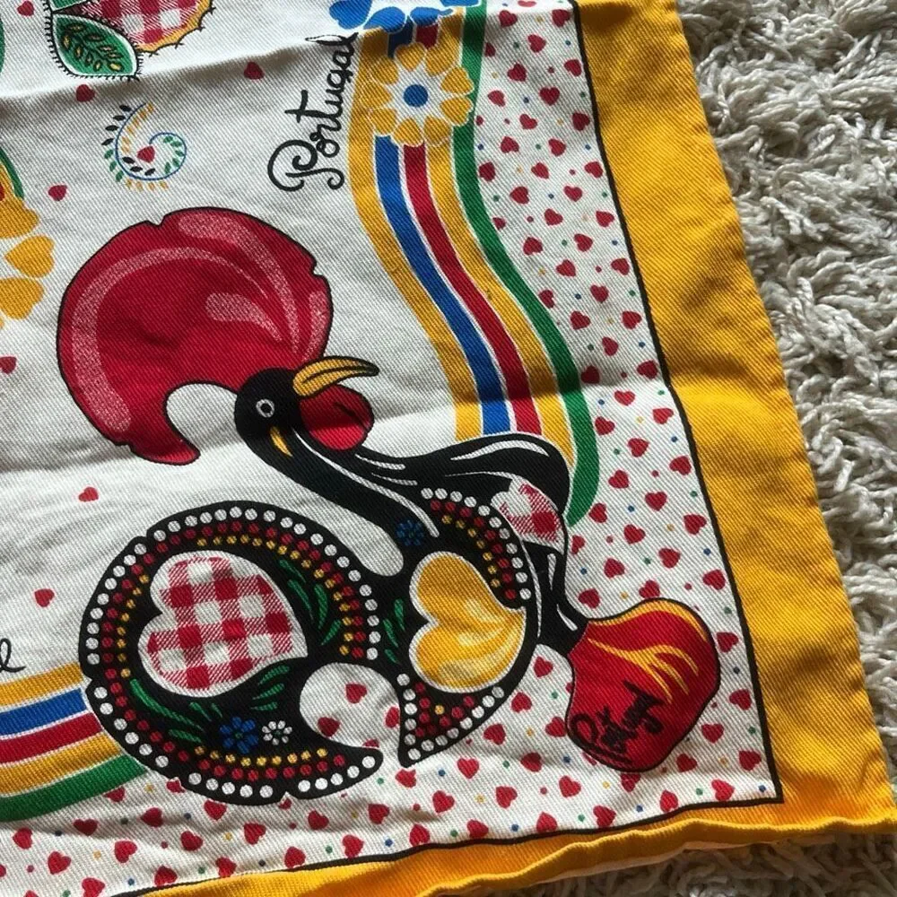 Vintage Portugal Souvenir Tea Kitchen Towel 100% Cotton Colorful Vintage 27x25